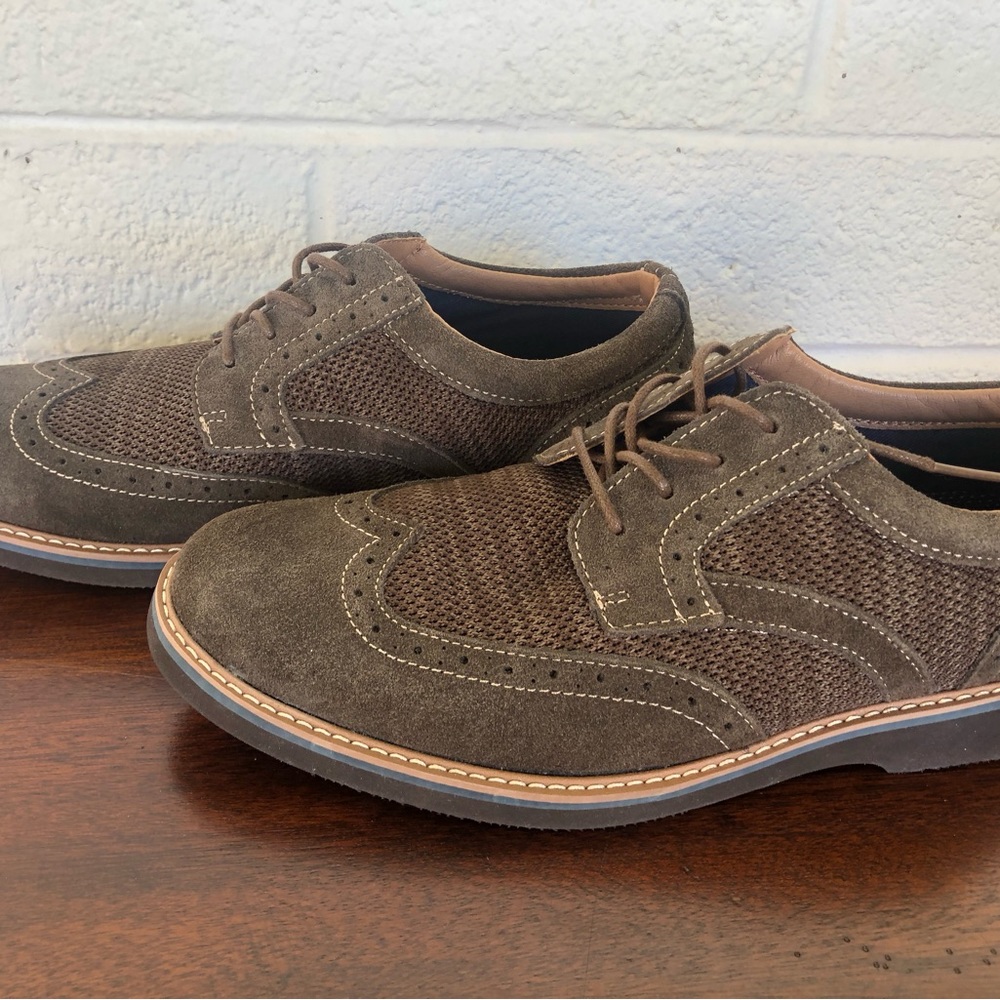Men's Nunn Bush Brown Suede & Knit Oxford Dress Shoe